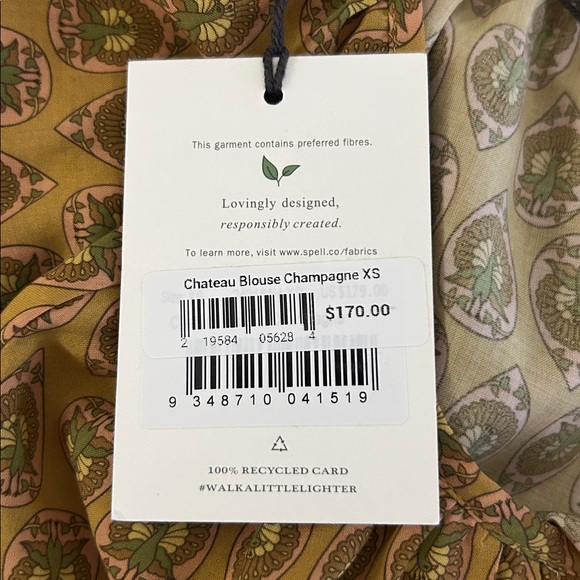 Spell Chateau Peasant Blouse Champagne Balloon Sleeve XS - Picture 8 of 10